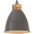 vidaXL Hängelampe Industrie-Stil Grau Eisen & Massivholz 35 cm E27