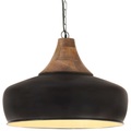 vidaXL Hängelampe Industrie-Stil Schwarz Eisen & Massivholz 35 cm E27