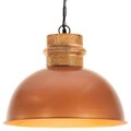vidaXL Hängelampe Industriestil Kupfern Rund 42cm E27 Mango Massivholz