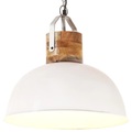 vidaXL Hängelampe Industriestil Weiß Rund 42 cm E27 Mango Massivholz