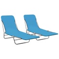 vidaXL, vidaXL Klappbare Sonnenliegen 2 Stk. Stahl und Stoff Blau