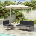 vidaXL Gartenstühle 3 Stk. mit Auflagen Poly Rattan Grau
