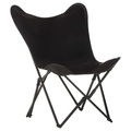 vidaXL Butterfly-Sessel Klappbar Schwarz Echtleder