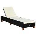 vidaXL Sonnenliege mit Auflage Poly Rattan Schwarz