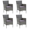 vidaXL Garten-Essstühle 4 Stk. Poly Rattan Grau