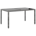 vidaXL Gartentisch 150x90x75 cm Hartglas und Poly Rattan Grau