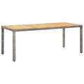vidaXL, vidaXL Gartentisch Grau 190x90x75 cm Poly Rattan und Akazienholz