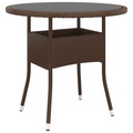 vidaXL Gartentisch Ø80x75 cm Hartglas und Poly Rattan Braun