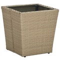 vidaXL, vidaXL Beistelltisch Beige 41,5x41,5x44 cm Poly Rattan und Hartglas