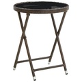 vidaXL, vidaXL Beistelltisch Braun 60 cm Poly Rattan und Hartglas