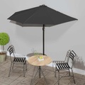 vidaXL Balkon-Sonnenschirm Alu-Mast Schwarz 270x135x245cm Halbrund