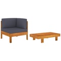 vidaXL 2-tlg. Garten-Lounge-Set mit Dunkelgrauen Kissen Akazienholz