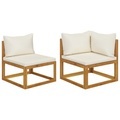 vidaXL 2-tlg. Sofa-Set mit cremeweißen Kissen Akazie Massivholz