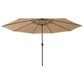 vidaXL Sonnenschirm mit LED-Leuchten und Metallmast 400 cm Taupe