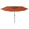 vidaXL Sonnenschirm mit LED-Leuchten und Metallmast 400 cm Terrakotta