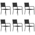 vidaXL Garten-Essstühle 6 Stk. Poly Rattan Schwarz