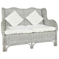 vidaXL 2-Sitzer-Sofa Grau Natur Rattan und Leinen
