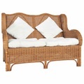 vidaXL 2-Sitzer-Sofa Hellbraun Natur Rattan und Leinen