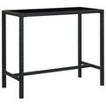 vidaXL, vidaXL Garten-Bartisch Schwarz 130x60x110 cm Poly Rattan und Glas