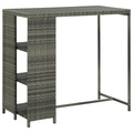 vidaXL Bartisch mit Regal Grau 120x60x110 cm Poly Rattan