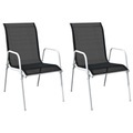 vidaXL, vidaXL Stapelbare Gartenstühle 2 Stk. Stahl und Textilene Schwarz