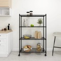vidaXL, vidaXL Lagerregal mit 4 Böden und Rollen 90x35x142 cm Schwarz 200 kg