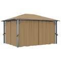 vidaXL Pavillon mit Vorhang 400x300 cm Taupe Aluminium
