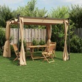 vidaXL Pavillon mit Vorhängen 3x3 m Taupe Stahl