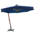vidaXL Ampelschirm mit Mast Azurblau 3,5x2,9 m Massivholz Tanne