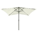 vidaXL Sonnenschirm mit LEDs und Stahl-Mast Sandfarben 2x3 m
