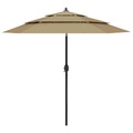 vidaXL Sonnenschirm mit Aluminium-Mast 3-lagig Taupe 2,5 m