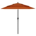 vidaXL Sonnenschirm mit Aluminium-Mast 3-lagig Terracotta-Rot 2,5 m