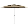vidaXL Sonnenschirm mit Aluminium-Mast 3-lagig Taupe 3 m
