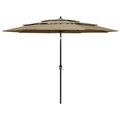 vidaXL Sonnenschirm mit Aluminium-Mast 3-lagig Taupe 3 m