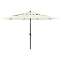 vidaXL Sonnenschirm mit Aluminium-Mast 3-lagig Sandfarben 3,5 m