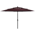 vidaXL Sonnenschirm mit Aluminium-Mast 3-lagig Bordeauxrot 3,5 m