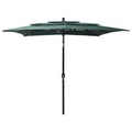 vidaXL Sonnenschirm mit Aluminium-Mast 3-lagig Grün 2,5x2,5 m