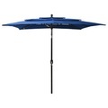 vidaXL Sonnenschirm mit Aluminium-Mast 3-lagig Azurblau 2,5x2,5 m