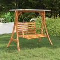 vidaXL Schaukelgestell mit Creme-Dach Fichte Massivholz Teak-Finish