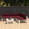 vidaXL Palettensofa-Auflagen 7 Stk. Weinrot