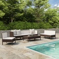 vidaXL 9-tlg. Garten-Lounge-Set mit Auflagen Poly Rattan Braun