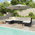 vidaXL 6-tlg. Garten-Lounge-Set mit Auflagen Poly Rattan Schwarz