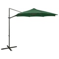 vidaXL Ampelschirm mit Mast und LED-Leuchten Grün 300 cm