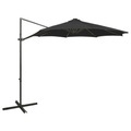 vidaXL Ampelschirm mit Mast und LED-Leuchten Schwarz 300 cm