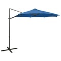 vidaXL Ampelschirm mit Mast und LED-Leuchten Azurblau 300 cm