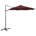 vidaXL Ampelschirm mit Mast und LED-Leuchten Bordeauxrot 300 cm