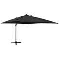 vidaXL Ampelschirm mit Mast und LED-Leuchten Schwarz 300 cm