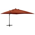 vidaXL Ampelschirm mit Mast und LED-Leuchten Terracotta-Rot 300 cm