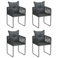 vidaXL Gartenstühle 4 Stk. mit Kissen Poly Rattan Schwarz
