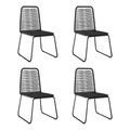 vidaXL Gartenstühle 4 Stk. Poly Rattan Schwarz